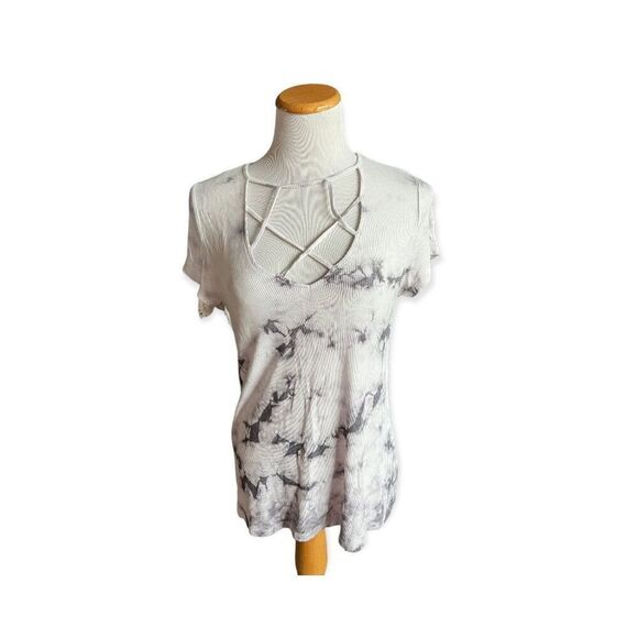 Womens American Eagle Soft & Sexy Cage Top Ribbed Tie Dye Burnout Tee - Sz M - Picture 1 of 3